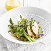 Salade de pois chiches et asperges à la volaille