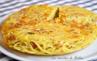 Gâteau de spaghetti aux lardons et cheddar