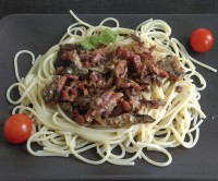 Spaghetti sauce cèpes et petits lardons
