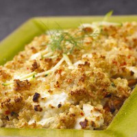 Gratin de quinoa aux petits légumes et chèvre frais