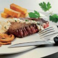Pavés de bœuf, crème de champignons