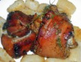 Jarret de Porc demi-sel au Miel de Châtaignier et navets