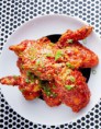 Poulet frit coréen, sauce piquante