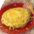 Gratin de spaghettis, bûche de chèvre
