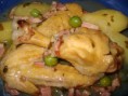 Ailes et Pilons de Poulet en ragoût aux Lardons et Oignons