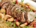 Rôti de porc dans l'échine à la rhubarbe