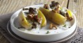 Pompadour farcies aux champignons, sauce au lait de coco